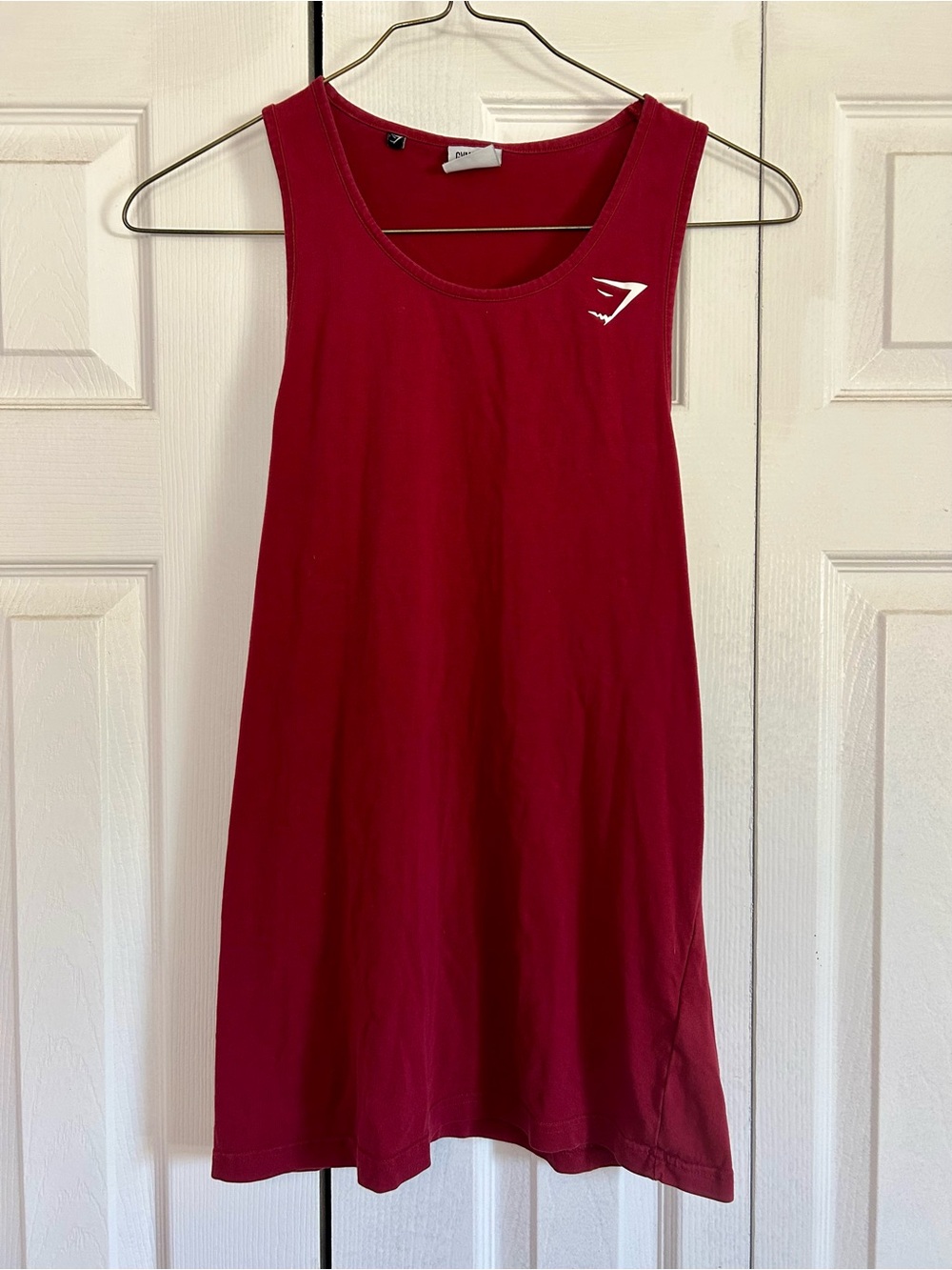 Gymshark Women's Burgundy Tank Top with White Logo